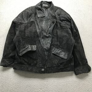 Vintage Micki Genuine Leather Lined Suede Jacket Womens L Shoulder Pads Black